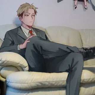 😐 Loid Forger Spy × Family Loid Forger, Spy x Family, anime, character, sitting, suit telegram sticker