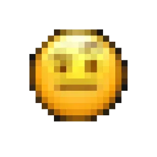 🤨 emoji, pixelated, expressionless, yellow, face telegram sticker