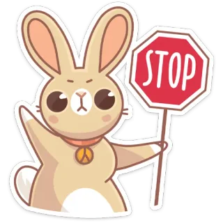 ⛔️ STOP rabbit, stop sign, peace, animal, cute telegram sticker
