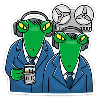 🧐 Frosch, Anzüge, Kopfhörer, Analog, Aufnahme, Kassette, Spule, Getränk telegram sticker