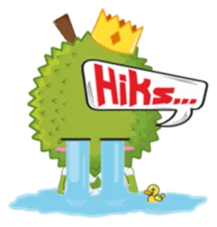 😭 Hiks... durian, płacz, owoc, korona, kreskówka telegram sticker