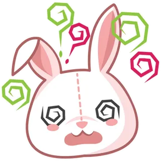 😲 めまい, ウサギ, 病気, 漫画, 動物, 表情 telegram sticker