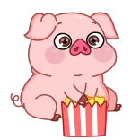 🍿 pig, cartoon, cute, animal, pink, popcorn, snack telegram sticker