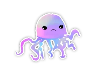 🌸 octopus, cute, cartoon, sticker, animal, sea creature, purple, blue telegram sticker