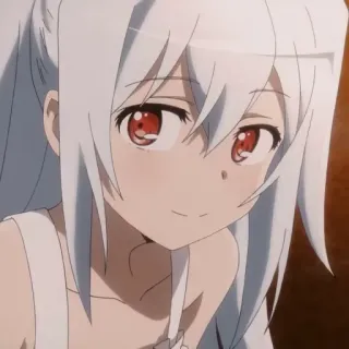 🙂 anime, garota, cabelo branco, olhos vermelhos, desenho animado telegram sticker