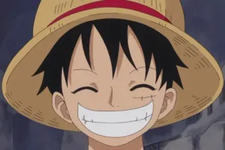 😁 Monkey D. Luffy One Piece anime, manga, One Piece, Monkey D. Luffy, straw hat, smiling telegram sticker