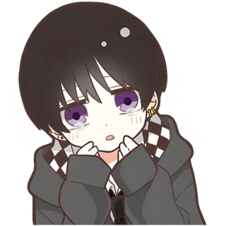 🥹 Anime, Słodkie, Płacz, Chłopak, Kreskówka, Naklejka telegram sticker