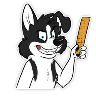 📏 cachorro, peludo, desenho animado, régua, antropomórfico, tramando whatsapp sticker
