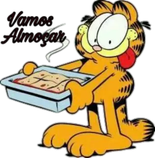 🍝 Garfield Vamos Almoçar Garfield, lasanha, gato, desenho animado, comida telegram sticker