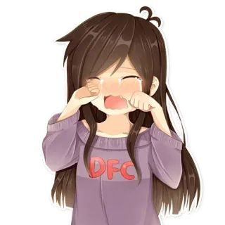 😭 DFC garota anime, chorando, triste, emocional, garota telegram sticker