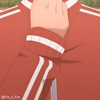 🥵 @Fix_x_Fox anime, red jacket, hand, sleeve telegram sticker