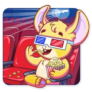 🎬 animal, desenho animado, filme, pipoca, cinema, óculos 3D, entretenimento telegram sticker