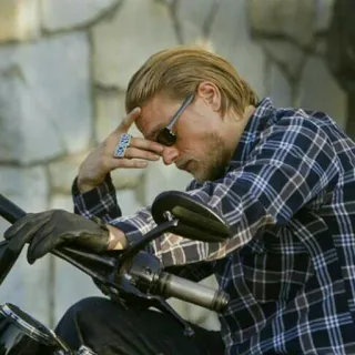 🤦‍♂ motorcycle, man, plaid, exhausted, gloves telegram sticker