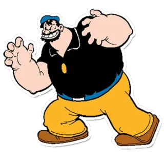 😠 Bluto desenho animado, personagem, Brutus, Popeye, vilão, animado telegram sticker