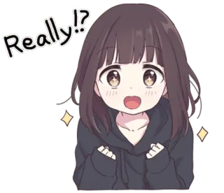 😳 Really!? Anime, Desenho animado, Menina, Surpresa, Pergunta, Fofo, Emocional telegram sticker