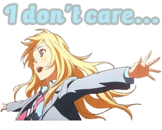 🙂 I don't care... Anime, Ragazza, Bionda, Non mi interessa, Personaggio telegram sticker