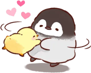 💞 penguin, anak ayam, cinta, hati, lucu, binatang, persahabatan telegram sticker