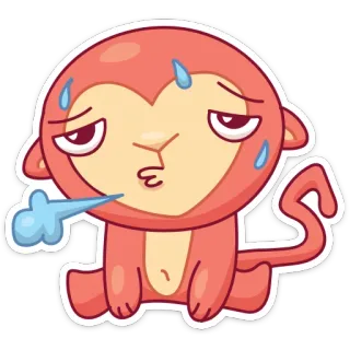 😤 małpa, spocony, wyczerpany, zmęczony, kreskówka, zwierzę, uroczy, wyraz whatsapp sticker