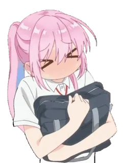 π anime, schoolgirl, cute, pink hair, blush, school uniform, embarrassed telegram sticker