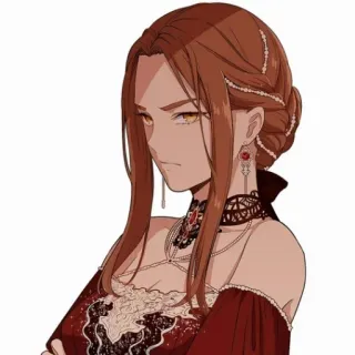 ☠ anime, mujer, retrato, vestido, collar, seria telegram sticker