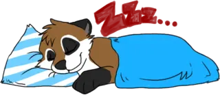 💤 Dibujo animado, Durmiendo, Animal, Zorro, Almohada, Lindo telegram sticker