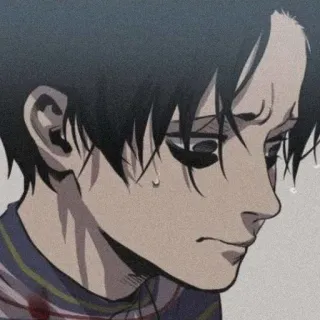 🐾 triste, anime, sangue, uomo, piangendo telegram sticker