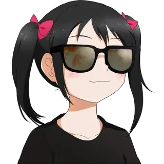 💥 Anime, Dessin animé, Fille, Lunettes de soleil, Mignon, Personnage telegram sticker