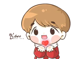 ❤ Hoạt hình, Dễ thương, Trái tim, Tình yêu, Chibi, Kawaii, Nhân vật telegram sticker