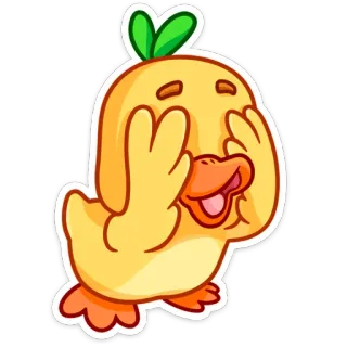 🙈 duck, cute, cartoon, animal, yellow, funny, cheerful whatsapp sticker