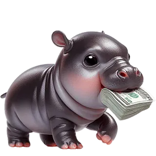 🤑 カバ, お金, かわいい, 漫画, 現金, 富 whatsapp sticker
