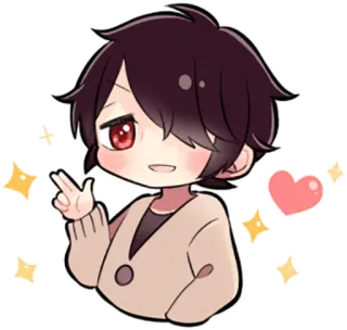 ✌ Anime, Desenho animado, Chibi, Fofo, Coração, Brilho, Sinal de paz telegram sticker
