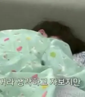 🀄️ 거라 생각하고 자보지만 корейский, спящий, одеяло whatsapp sticker