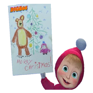🤶 Masha Merry Christmas! christmas, cartoon, bear, masha and the bear, greeting whatsapp sticker