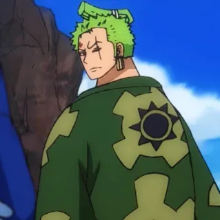 🍾 Zoro One Piece Аниме, Ван Пис, Зоро, Персонаж, Зеленые волосы, Пират telegram sticker