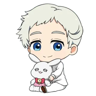 😊 Norman The Promised Neverland Anime, Manga, Garçon, Cheveux blancs, The Promised Neverland, Norman, Mignon, Chibi telegram sticker