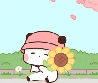 ❤️ mignon, fleur, dessin animé, tournesol, rose telegram sticker