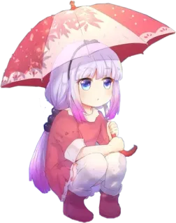 😍 Kanna Miss Kobayashi's Dragon Maid Anime, Kanna Kamui, Guarda-chuva, Dragon Maid, fofo whatsapp sticker