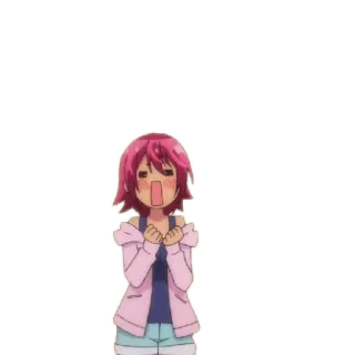 😉 anime girl, dễ thương, hoạt hình, tóc hồng, khó chịu, bực mình telegram sticker