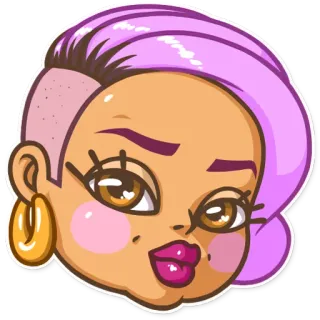 😗 donna, faccia, sticker, cartone animato, ragazza, persona whatsapp sticker
