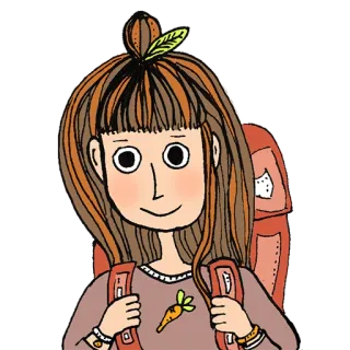 🙂 Mädchen, Rucksack, Karotte, niedlich, Reisen, Illustration, Cartoon telegram sticker