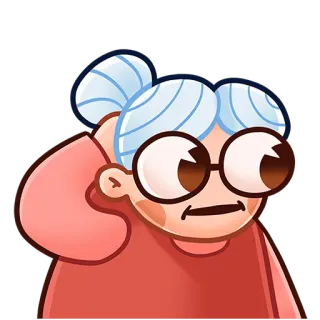 😨 cartone animato, nonna, anziana, occhiali, illustrazione, personaggio, anziana whatsapp sticker