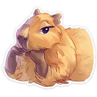 🤗 капибара, грызун, животное, милый, мультфильм, наклейка telegram sticker