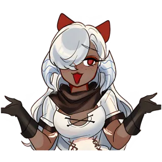 🤷‍♀ anime girl, demon, helltaker, cute, illustration, horns, gloves telegram sticker