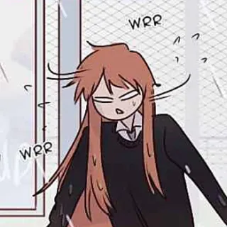 🍂 WRR anime, dibujos animados, chica, ventoso, pelo largo, expresión telegram sticker