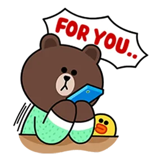 😌 FOR YOU.. Bär, Ente, Geschenk, Nachricht, süß, Freundschaft, Line Friends, Brown Bär whatsapp sticker