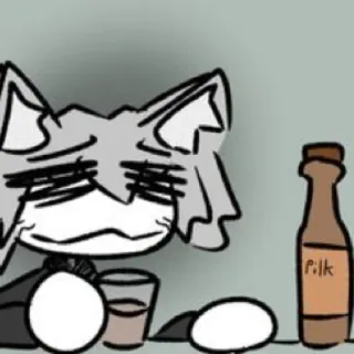 🦔 Pilk cat, cartoon, milk, drink, bottle, glass whatsapp sticker