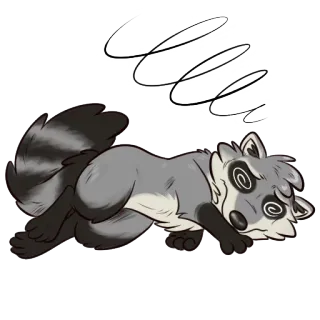 😵 raccoon, cartoon, dizzy, sick, exhausted whatsapp sticker