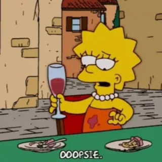 🍷 Lisa Simpson The Simpsons OOOPSIE. simpsons, lisa, zeichentrick, fernsehserie, wein, ups whatsapp sticker
