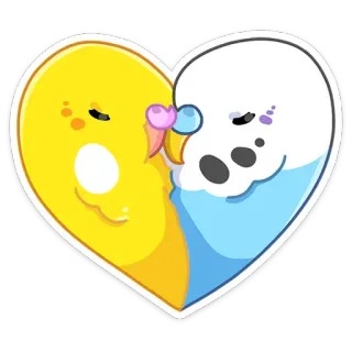 ❤️ periquito, pájaros, corazón, amor, amarillo, azul, animal, pegatina whatsapp sticker