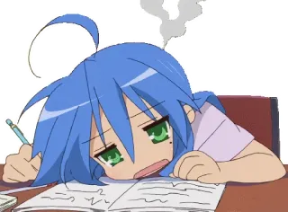 😫 anime, cansado, tarea, estudiando, agotado telegram sticker